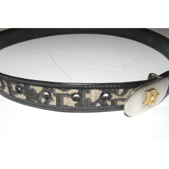Dior Black Trotter Two Tone Print Oblique Buckle with Leather Belt main image 6